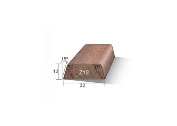 Hardhout glaslat + sponning zs12 12x32mm