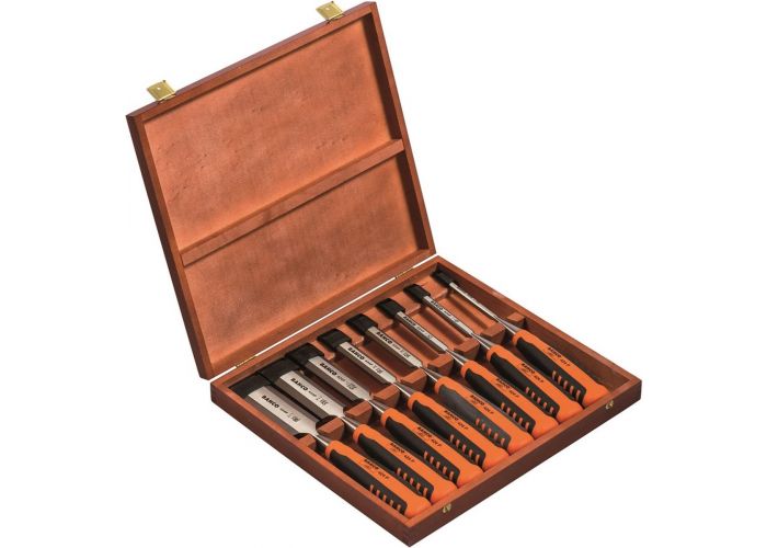 Bahco steekbeitelset splitproof 434 8 delig houten kist