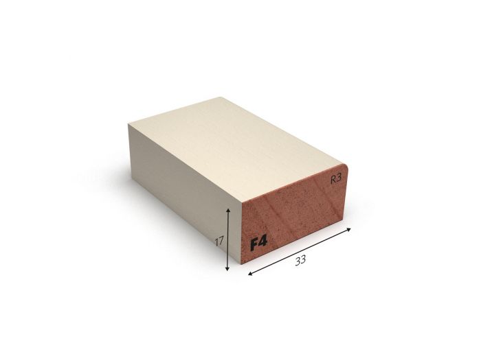 Hardhout glaslat f4 wit gegrond 17x33mm