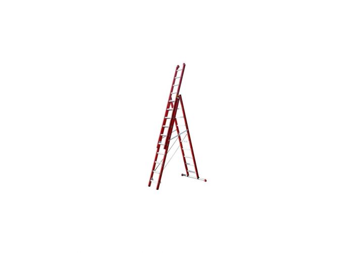 4tecx reformladder 3-delig aluminium met steun balk 3x10 treden
