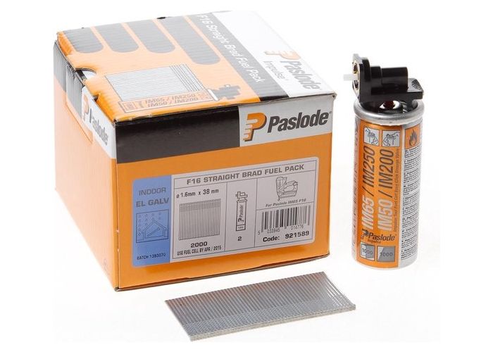 Paslode afwerknagel verzinkt f16 1.6x32 + gas 91588 recht im65 / 2000 stuks