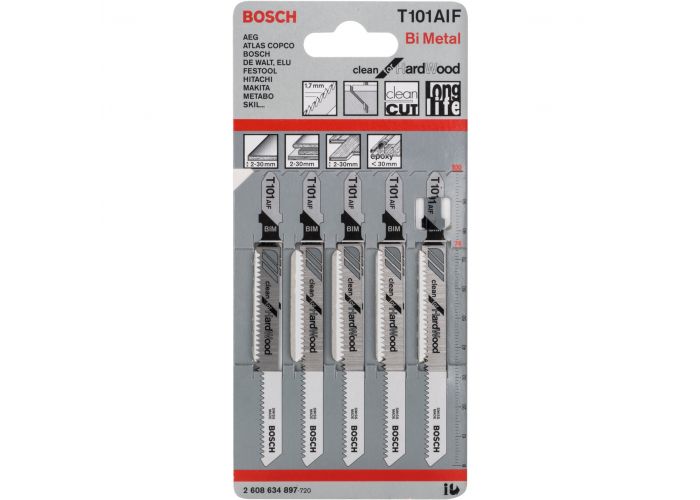 Bosch decoupeerzaagblad 100mm t101aif  blister 5 stuks