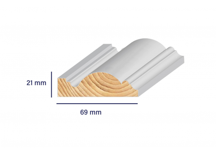 Grenen lambrilijst gegrond 21x69mm