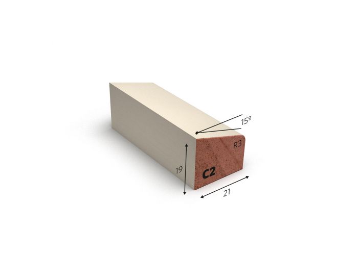Hardhout glaslat c2 wit gegrond 19x21mm