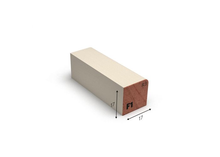 Hardhout glaslat f1 wit gegrond 17x17mm