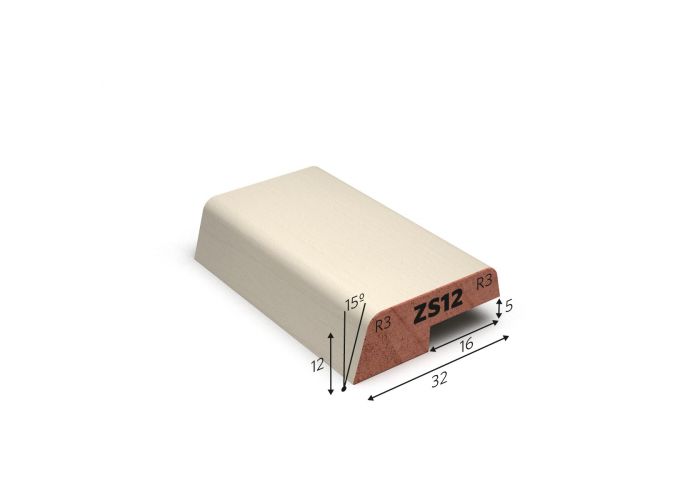 Hardhout glaslat zs12 + sponning wit gegrond 12x32mm