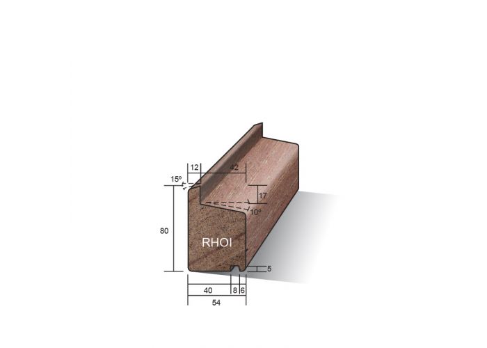 Hardhout raamhout schuin tbv dubbel glas 54x78mm