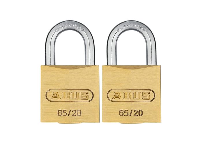 Abus hangslot messing 65/20 set a 2 stuks blister