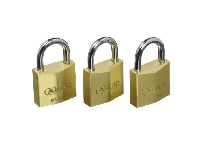 Abus hangslot messing 65/30 set a 3 stuks blister