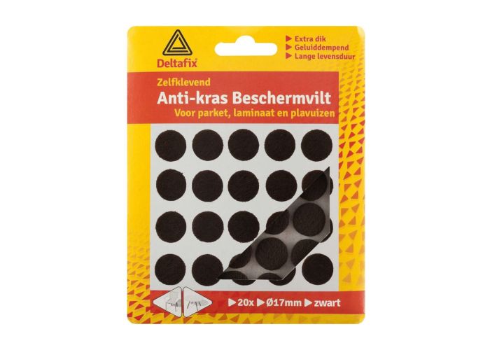 Deltafix anti-krasvilt zelfklevend rond zwart 17 mm/20 st
