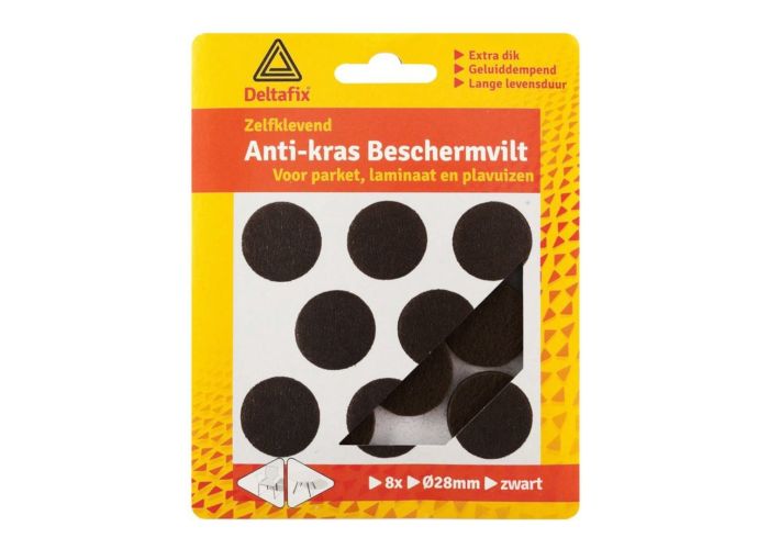 Deltafix anti krasvilt zelfklevend rond zwart 28 mm/ 8 st  Deltafix anti krasvilt zelfklevend rond zwart 28 mm/ 8 st