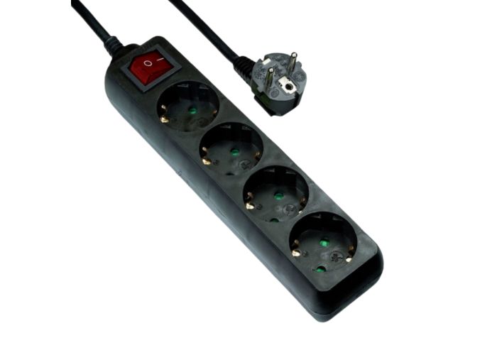 Vb extend tafelcontactdoos + ra 4-voud 3x1.5mm 3 meter zwart