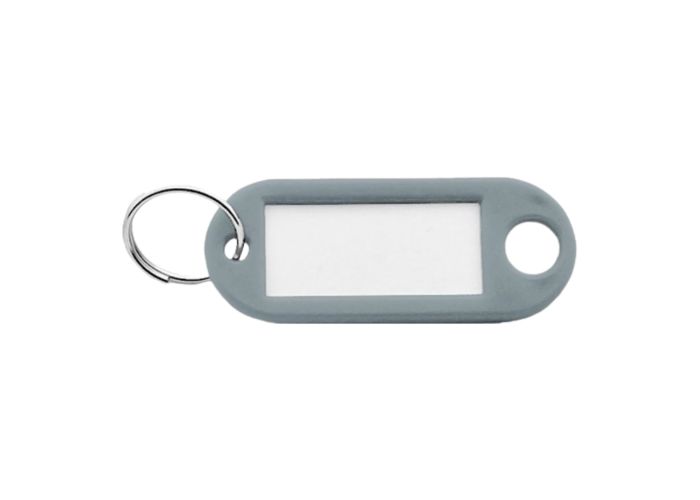 Sleutellabel kunststof grijs