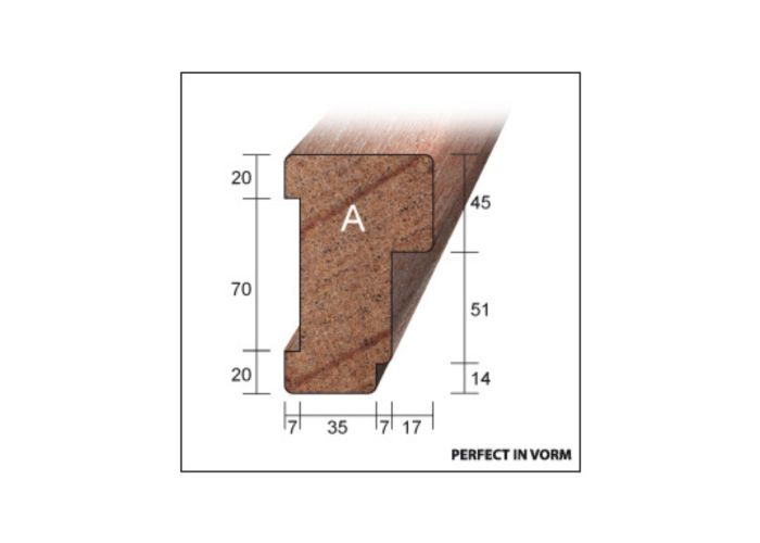 Hardhout zijstijl profiel a grijs gegrond 66x110mm