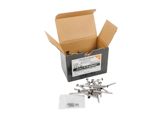 Gevelschroef gehard rvs zwart 4.0x50 / 100 stuks