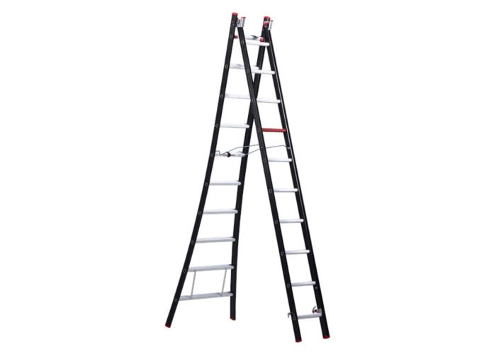 Altrex Reformladder uitgebogen nevada 2x10 nzr2052 opberg 2,95mtr uitgeschoven 5,15mtr werkh 6,05mtr
