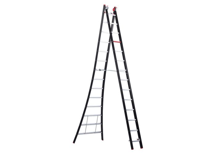 Altrex Reformladder uitgebogen nevada 2x14 nzr2072 opberg 4,05mtr uitgeschoven 7,10mtr werkh 7,90mtr