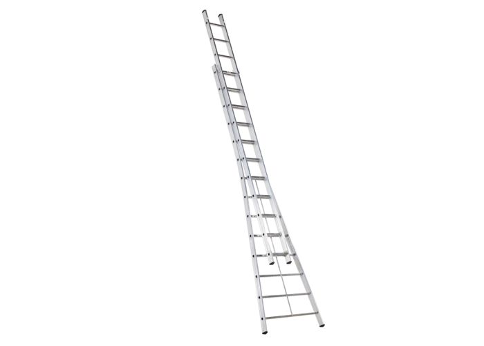 Altrex opsteekladder uitgebogen kibo 2x14  Opberg 4,08mtr uitgeschoven 7,16mtr werkh 7,65mtr