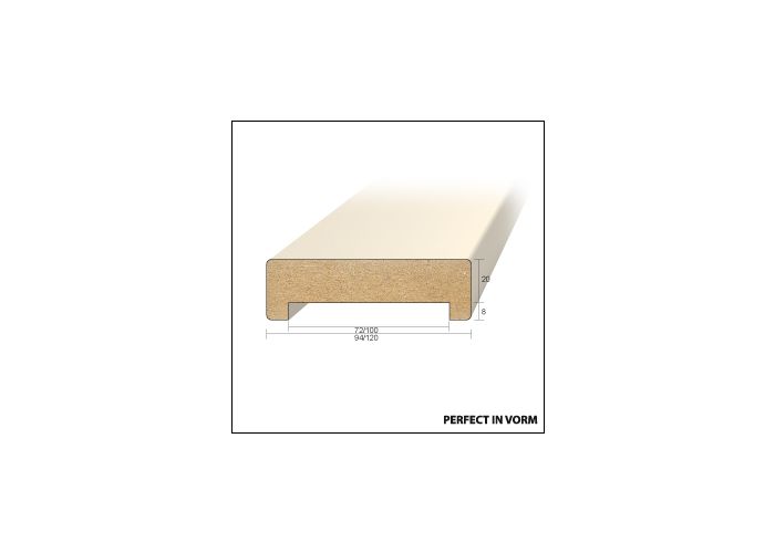 Mdf gibolat wit gegrond 28x120mm Mdf gibolat wit gegrond 28x120mm