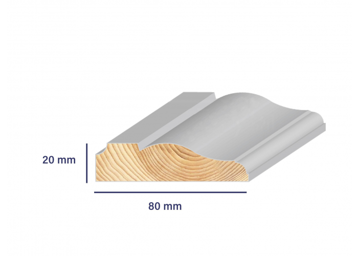 Grenen volantlijst gegrond 20x80mm