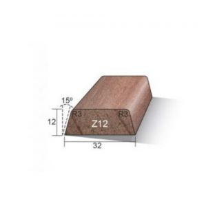 Hardhout glaslat + sponning zs12 12x32mm
