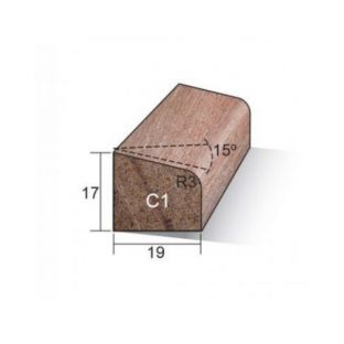 Hardhout glaslat c1 17x19mm