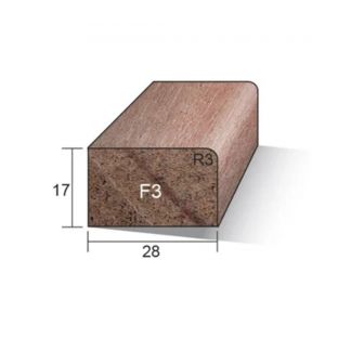 Hardhout glaslat f3 17x28mm