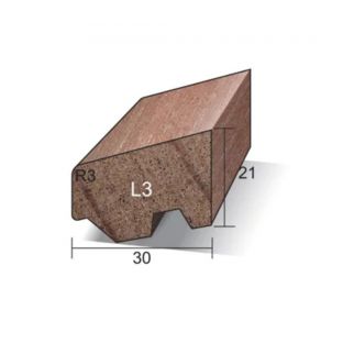 Hardhout ventilerende glaslat l3 21x30mm