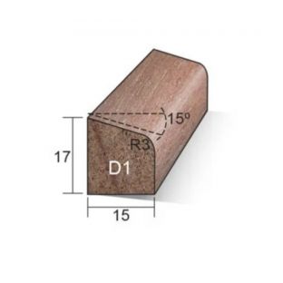Hardhout glaslat d1 17x15mm
