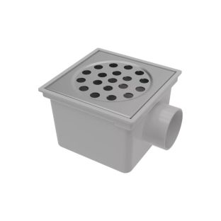 Vloerput grijs zijuitlaat rvs deksel 200x200x75mm