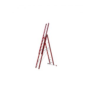 4tecx reformladder 3-delig aluminium met steun balk 3x10 treden