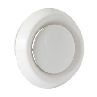 Afzuigventiel staal wit met bus 125mm