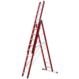 4tecx reformladder 3-delig aluminium met steun balk 3x12 treden