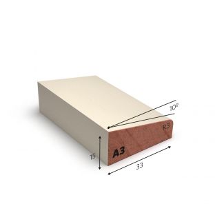 Hardhout glaslat a3 wit gegrond 15x33mm