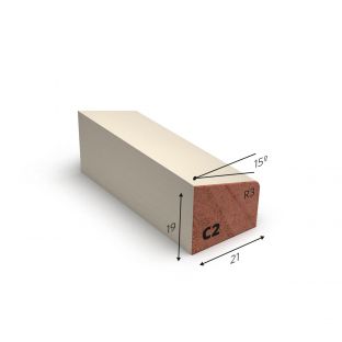 Hardhout glaslat c2 wit gegrond 19x21mm