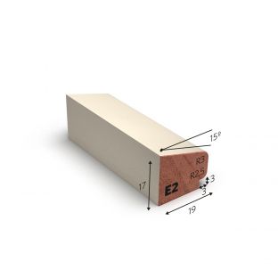 Hardhout glaslat e2 wit gegrond 17x19mm