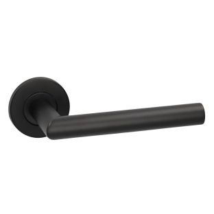 Deurkruk l haaks+rozet zwart