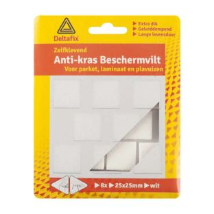 Deltafix anti krasvilt zelfklevend vierkant wit 25 mm x 25 mm/8 st