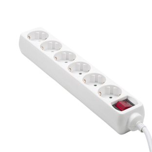 Contactdoos wit 6 voud schakelaar 3x1,5mm  5 meter