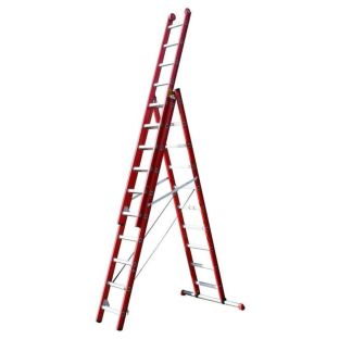 4tecx reformladder 3-delig aluminium met steun balk 3x12 treden
