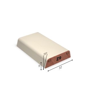 Hardhout glaslat z9 wit gegrond 9x32mm