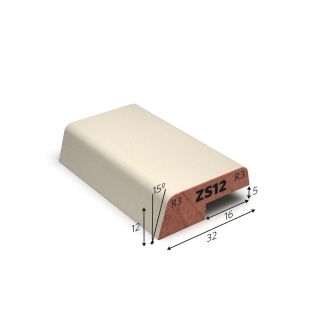 Hardhout glaslat zs12 + sponning wit gegrond 12x32mm