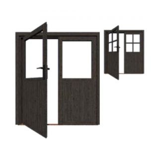 Deur vuren dubbel glas zwart 201,8x169.7cm inbouwmaat 199,5x164.5cm deurmaat 2 x 193x78cm